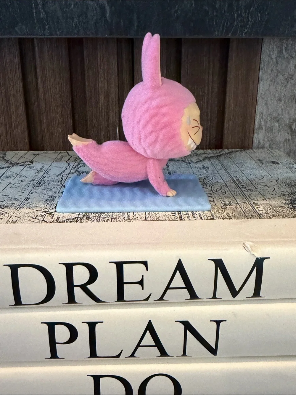 Authentic POP MART The Monsters Labubu Pink Bunny Yoga Vinyl Figure